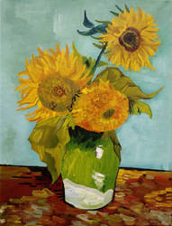 Three Sunflowers in a Vase