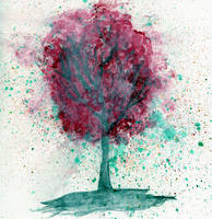 Watercolour - Red Tree