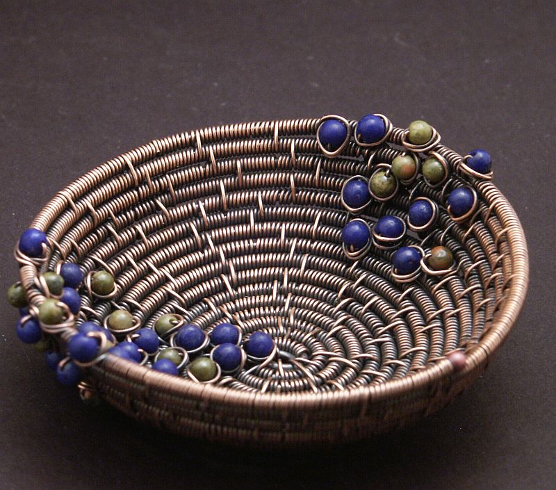 Copper Wire Coiled Bead Bowl