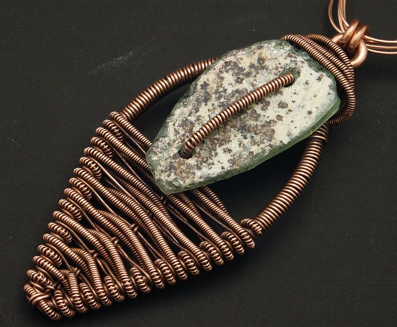 Woven Copper with Roman Glass Pendant