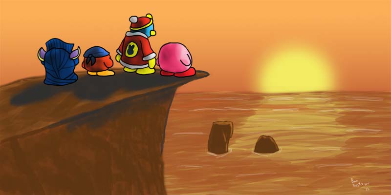 Kirby and crew at the sunset