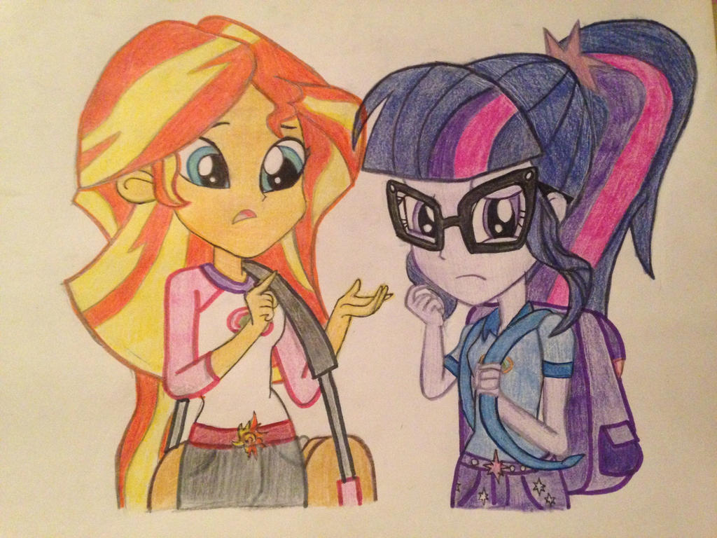 Sunset Shimmer and Sci-Twi by Mnmtwin1 on DeviantArt