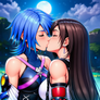 Aqua and Tifa kiss