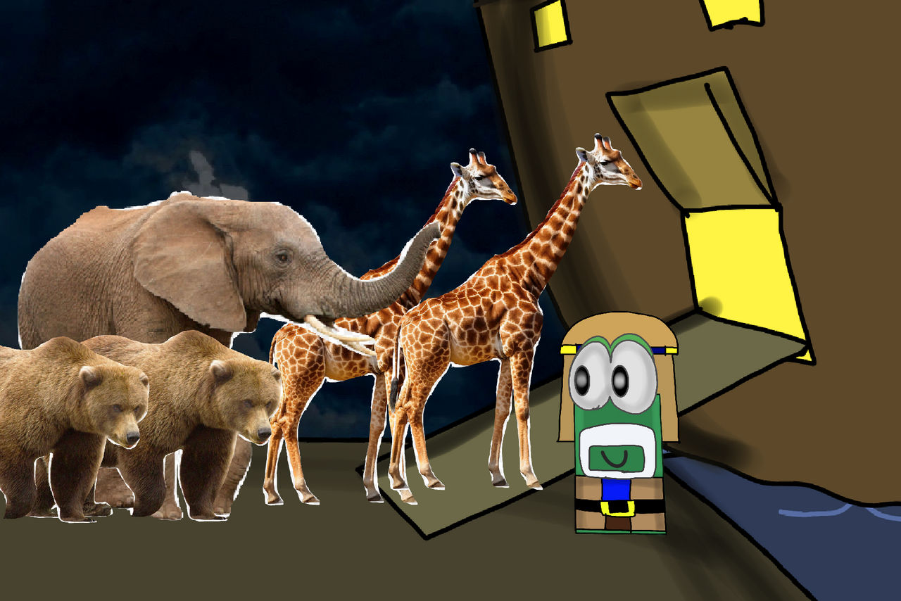 Noah (Mr. Rectangle) let the animals in the ark by raufsipad on DeviantArt