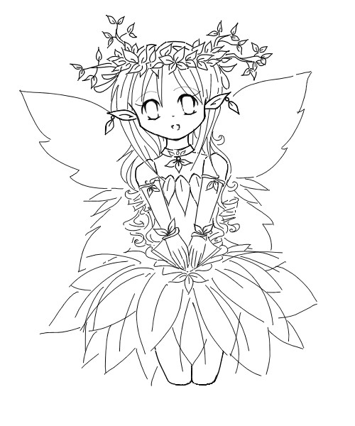 wood fairy - lineart