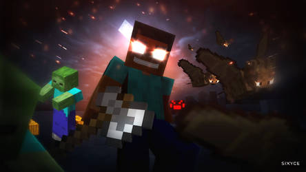 Minecraft Halloween Wallpaper - Bats n Zombies