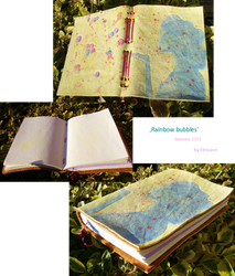 'Rainbow bubbles' leather journal