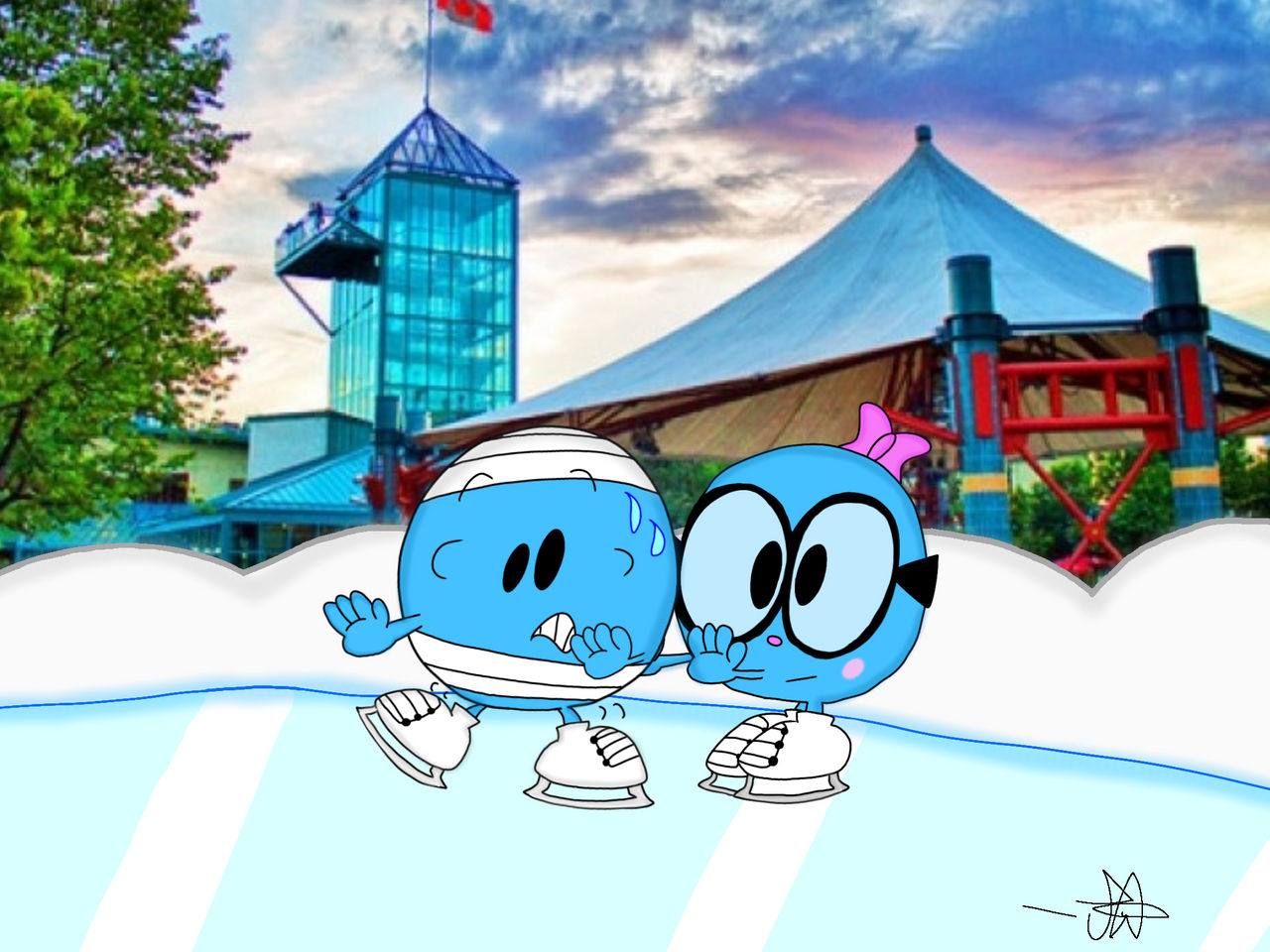 Mr. Bump and Miss Whoops Ice Skate at Forks Market by Jade1JadeOffical ...