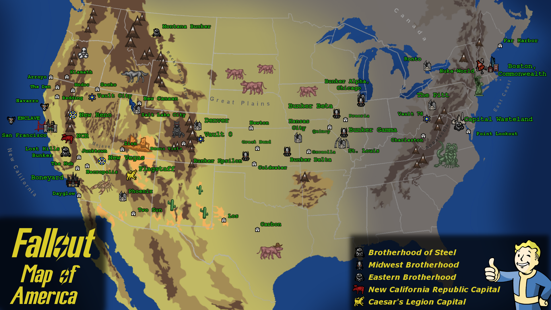 Fallout Rout Washington Fallout Map of America by CrassiusCurio94 on DeviantArt