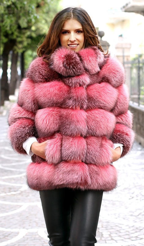 Anna Kendrick in dyed red fox fur by FurHugo on DeviantArt