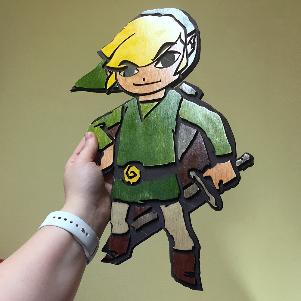 Windwaker Link Wooden Lasercut Wall Art