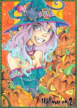Hallowe'en 2 sketch card - Little Witch