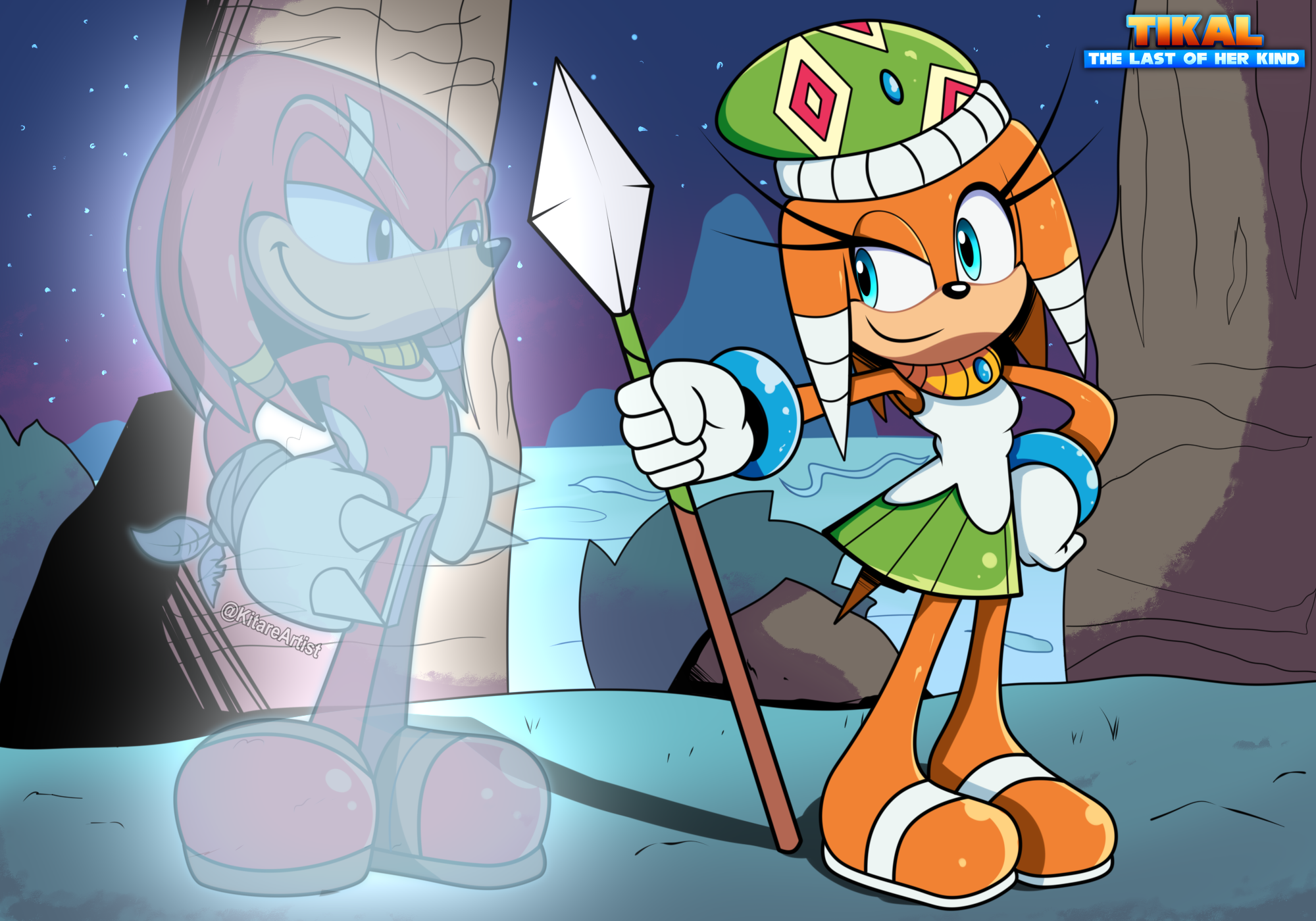 Ghost Knuckles and Tikal - The Last of Her Kind AU
