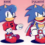 Paladin Sonic and Base Sonic - Roseverse AU