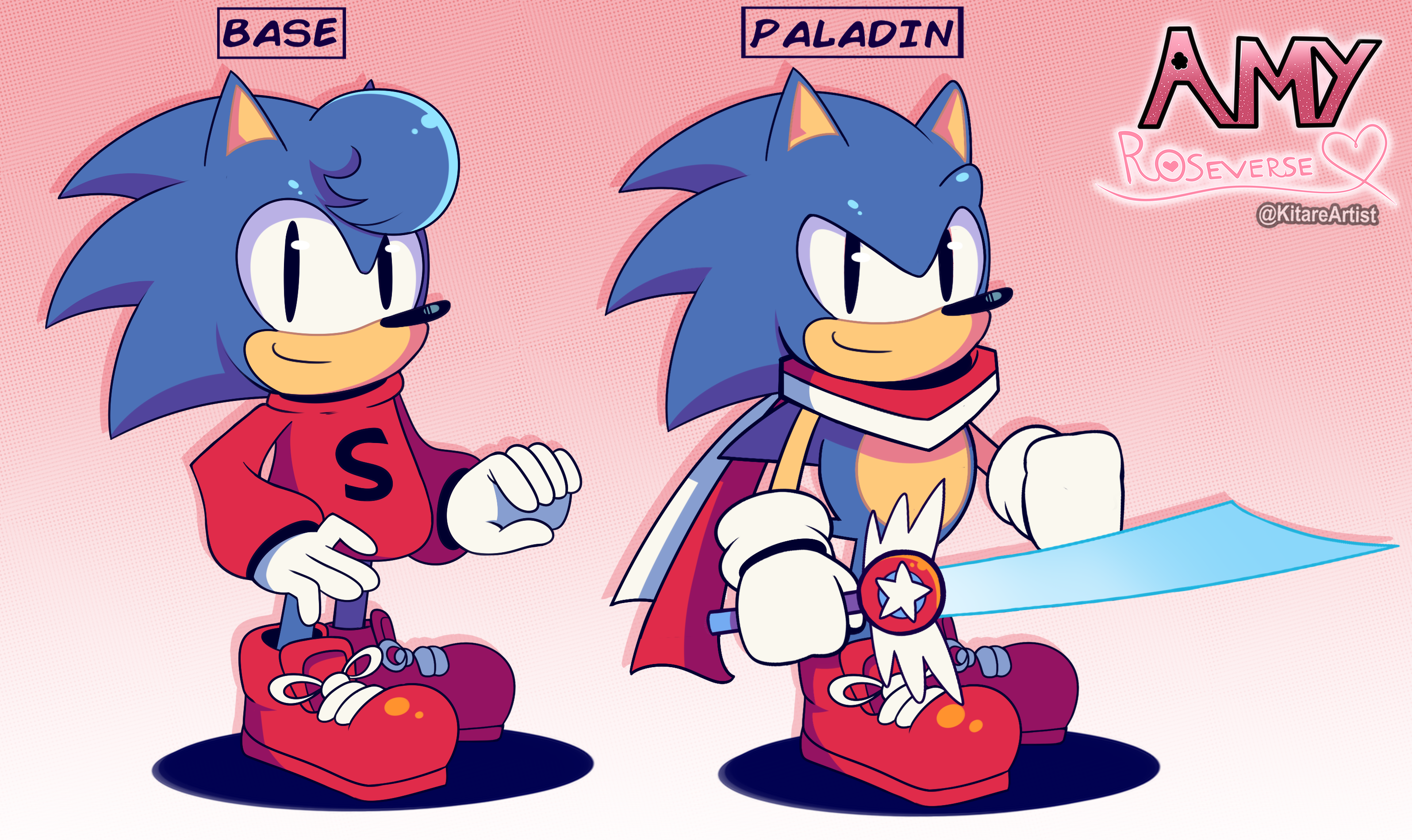 Paladin Sonic and Base Sonic - Roseverse AU