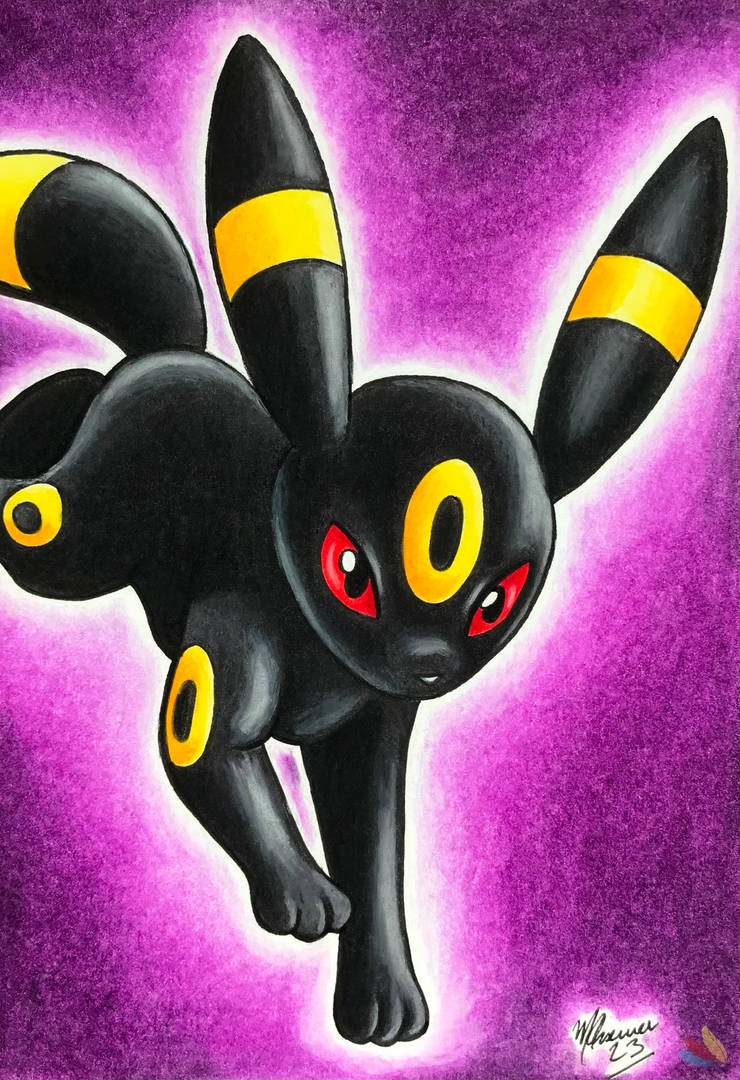 Red Ringed Umbreon Umbreon with Purple Background Drawing by TheArtsyPuffin on DeviantArt