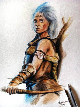 Jayma - Far Cry Primal, watercolors and pen - A3