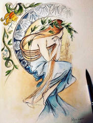 Spring - Alfons Mucha inspired