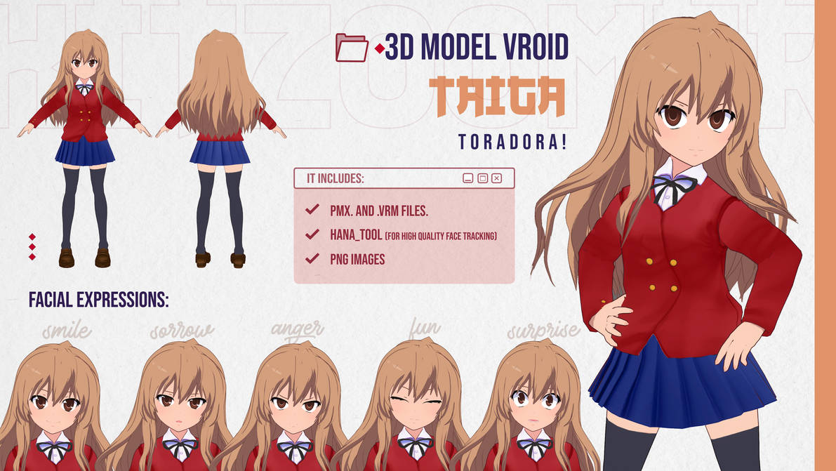 Taiga 3D model - Toradora! [Download] by Kitzoomer on DeviantArt