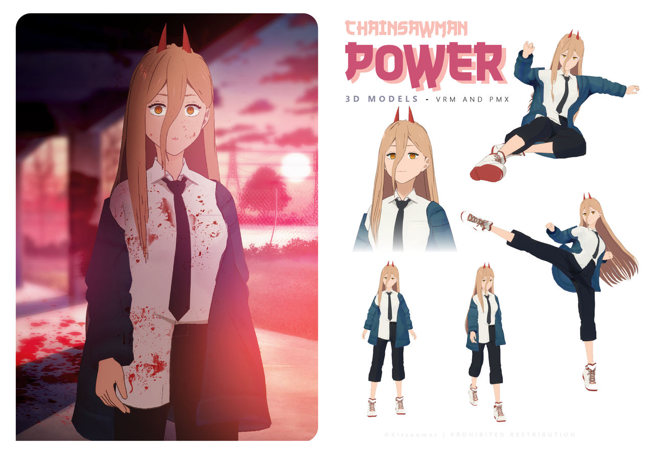 Download Power 3d model - Chainsaw man by Kitzoomer on DeviantArt