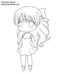 anime chibi girl lineart