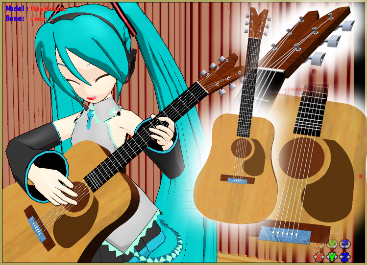 Acoustic Folk Guitar for MMD MikuMikudance w Link