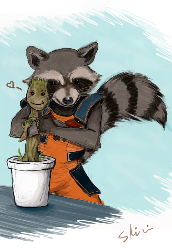 Rocket and baby Groot