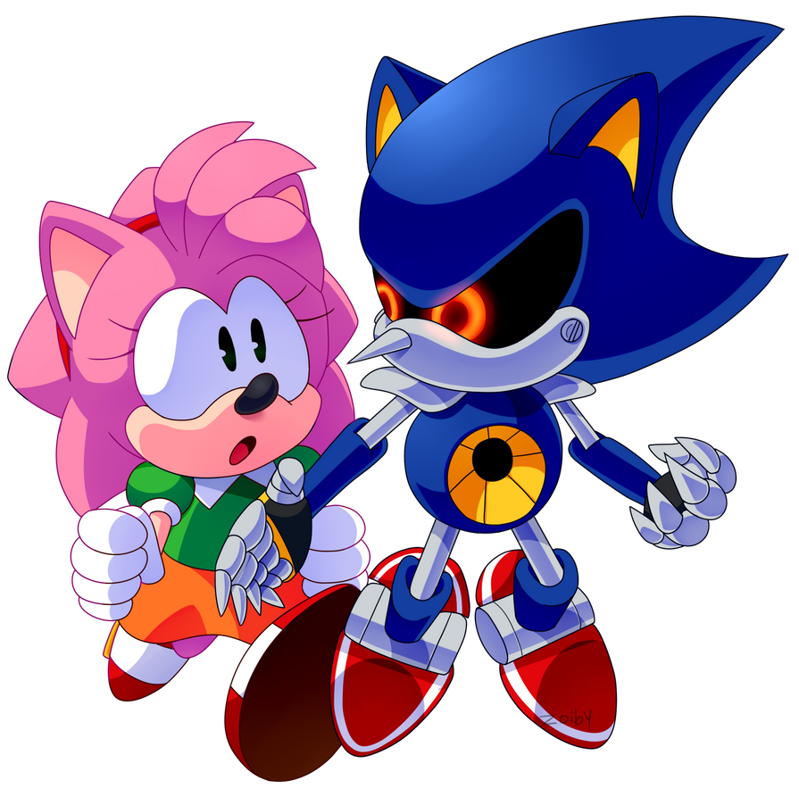 amy rose, metal sonic, and neo metal sonic (sonic) drawn by usa37107692
