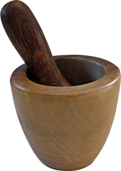 Wooden mortar with pestle