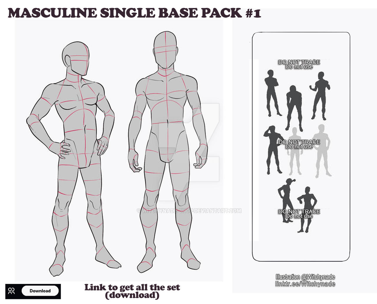 Base Male Template Color Code MASCULINE SINGLE BASE PACK #1 new price ! by Witchynade-shop on DeviantArt