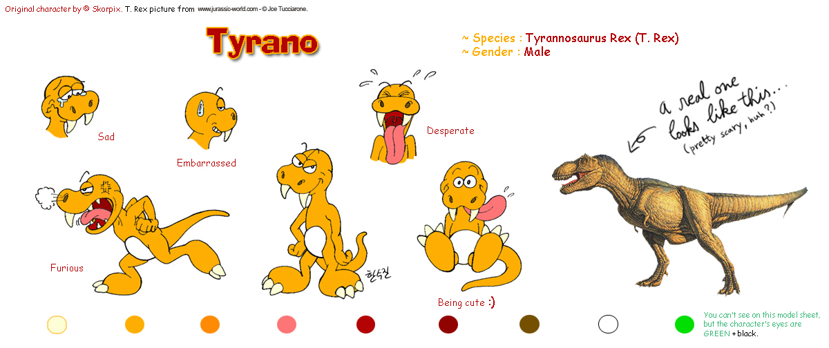 Model sheet for Tyrano