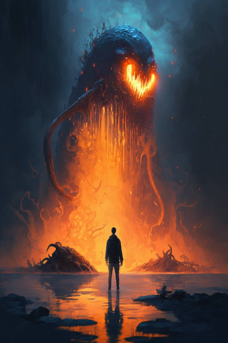 massive fire creature emerging from a vast by Marty270472 on DeviantArt
