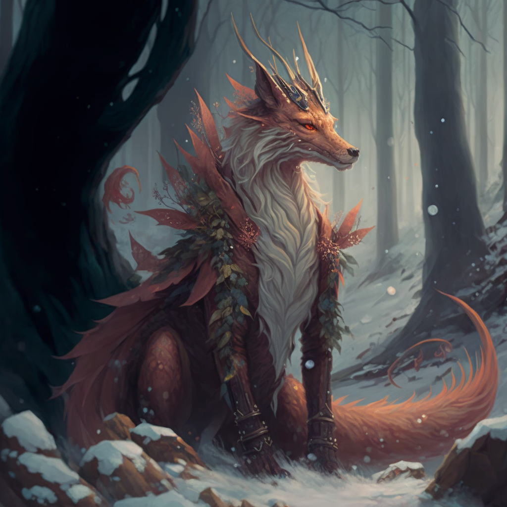Fox Dragon Deviantart Fox Hybrid Dragon In Mountain Forest Snow by Marty270472 on DeviantArt
