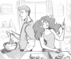 Ron and Hermione cooking