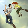 Harry and Ginny flying