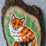 Sassy Fox - Wood Slice Acrylic Painting