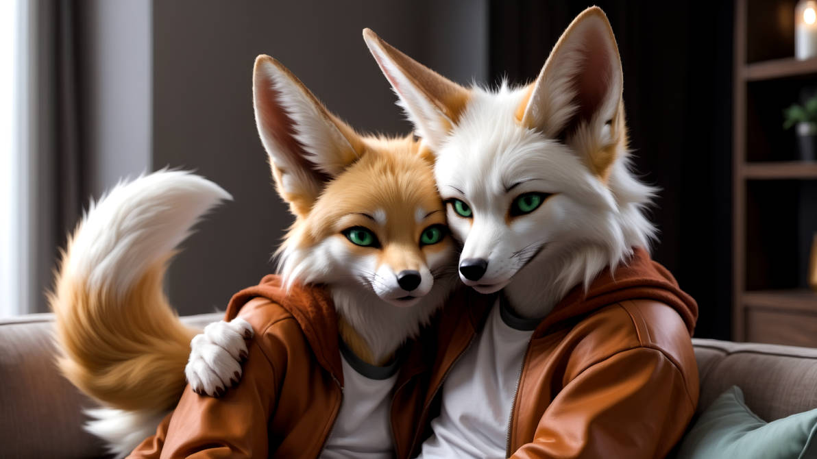 Cuddling on the couch by ASadFox on DeviantArt