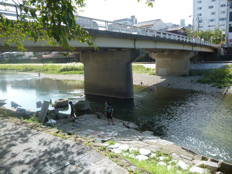 Fishing on Kyoto river