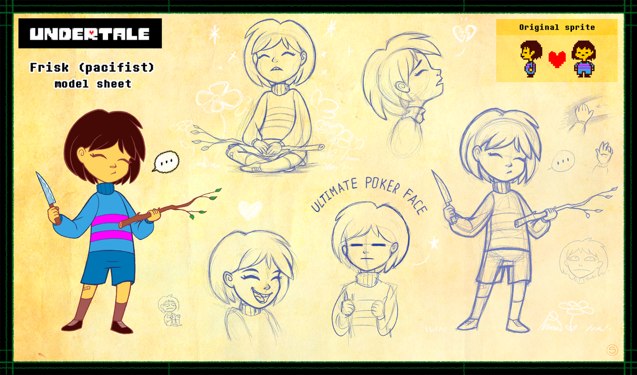 Editable Frisk Frisk (pacifist) model sheet by StasySolitude on DeviantArt