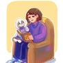 Frisk and Toriel (Undertale, age-swap)