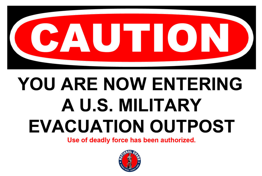 Entering Military Evacuation Outpost Sign by MadamBlackWolf on DeviantArt