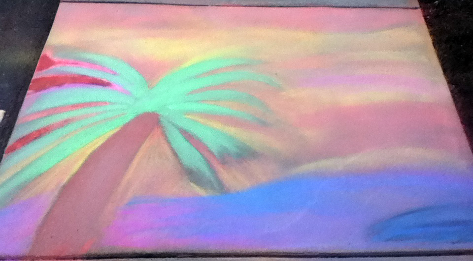 Tropical Island Sunset w/ Palm Tree