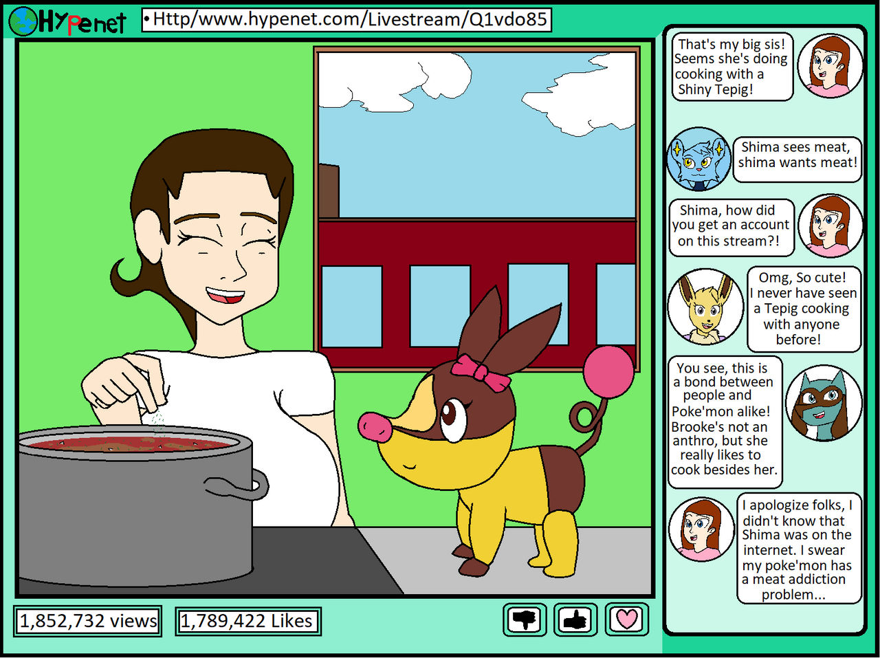 Brooke helps Rory in the kitchen livestream by flipfounder77 on DeviantArt