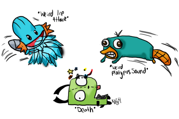 Mudkip, Perry, and Gir Fight