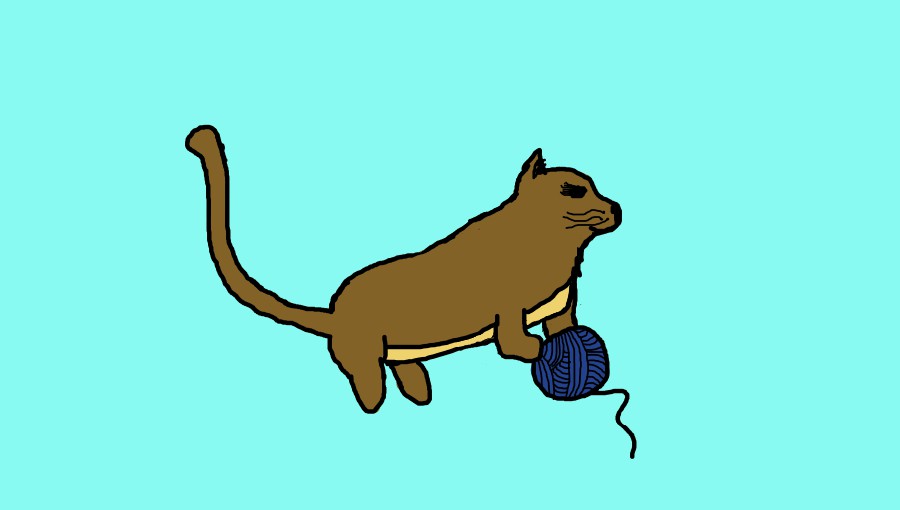 Cat With Yarn - Coloured