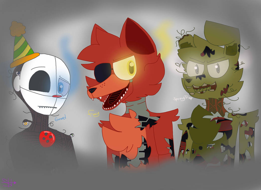 Spring Ennard Foxy, Springtrap, and Ennard. by SaltyHarpoon on DeviantArt