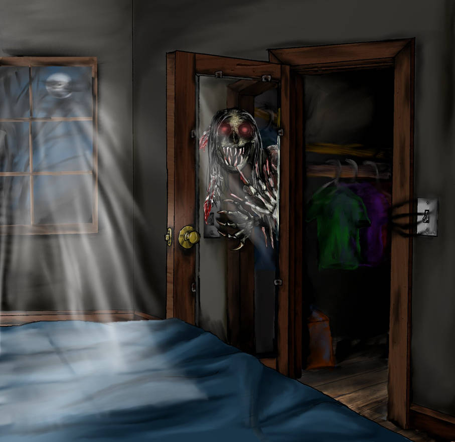 Игры монстры шкафу. Страшная комната. Страшная дверь.