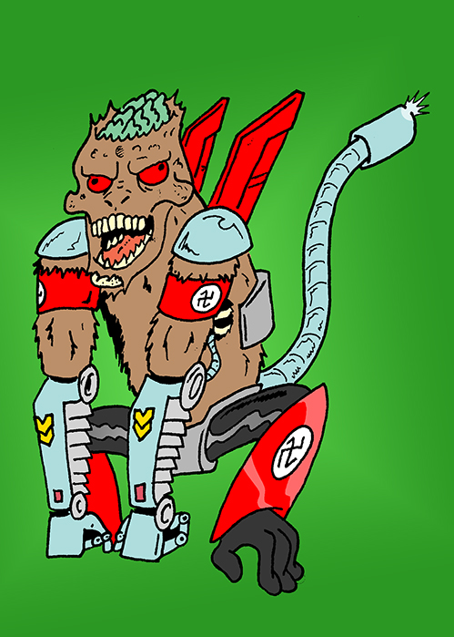 cybernetic Nazi zombie death monkey