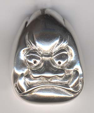 Silver Oni demon Netsuke