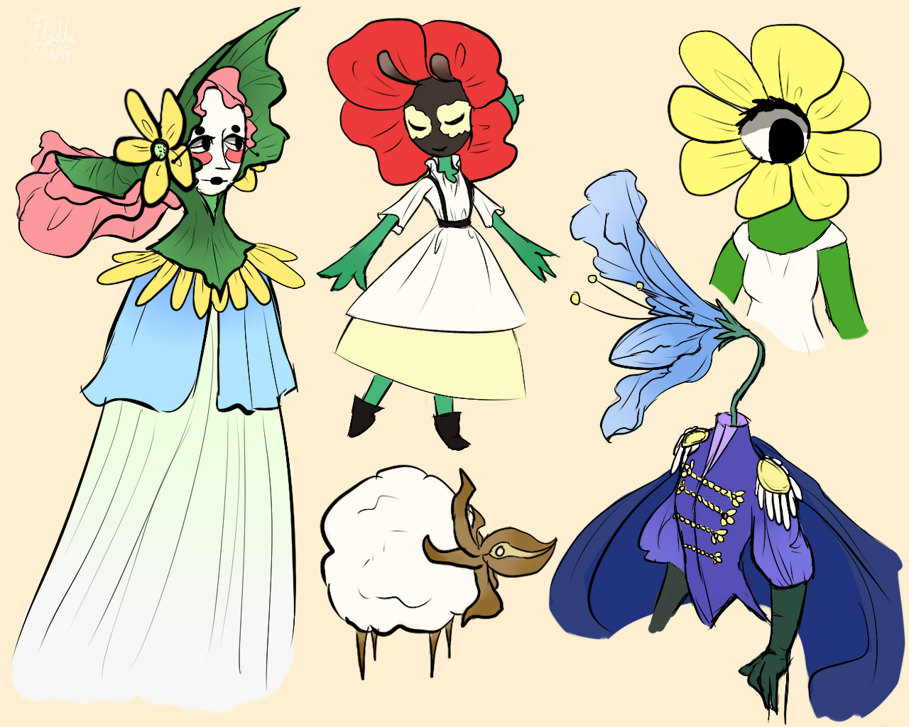 Flower character designs by Flouve on DeviantArt